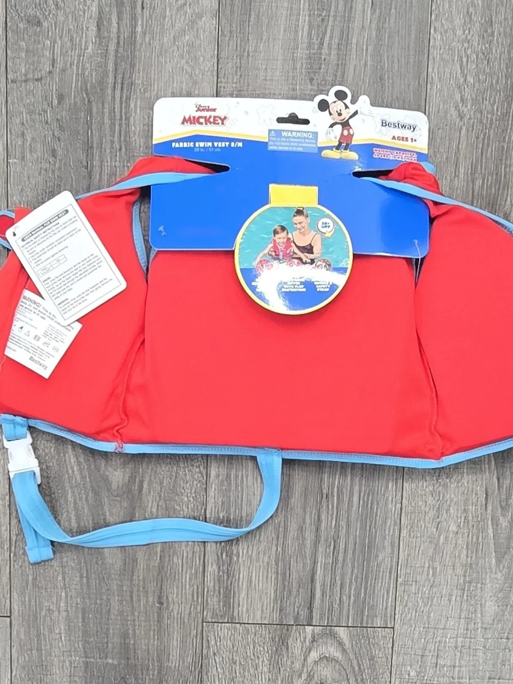 Disney Junior Mickey Mouse Bestway Fabric Swim Vest S/M 40 lb Max NWT #680